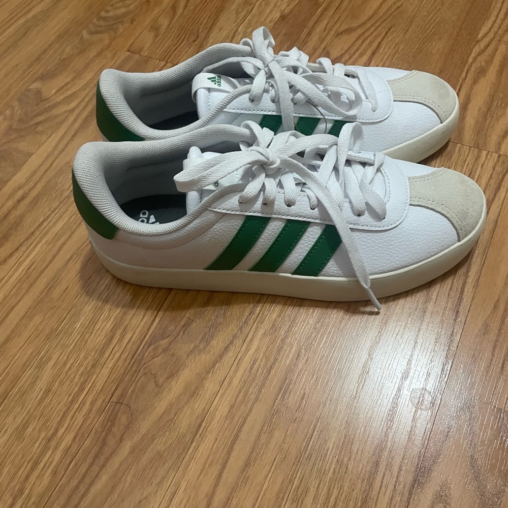 Adidas White and Green Sneakers Classic Design